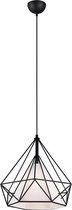 LED Hanglamp - Torna Babina - E27 Fitting - Rond - Mat Zwart - Aluminium/Textiel