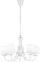 LED Hanglamp - Hangverlichting - Torna Citra - E14 Fitting - 5-lichts - Rond - Mat Wit - Aluminium