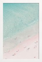 JUNIQE - Poster in houten lijst Beach Love -20x30 /Ivoor & Turkoois