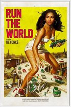 JUNIQE - Poster met kunststof lijst Run the World -13x18 /Geel