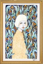 JUNIQE - Poster met houten lijst Emilia -30x45 /Blauw & Geel