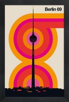 JUNIQE - Poster in houten lijst Vintage Berlijn 69 -30x45 /Kleurrijk