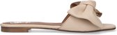 Mrs Keizer by Manfield - Dames - Beige leren slippers met strik - Maat 38