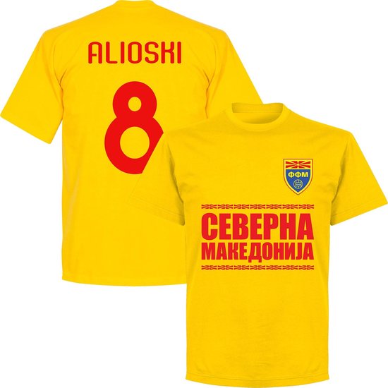 T-Shirt Équipe Macédoine du Nord Alioski 8 - Jaune - S