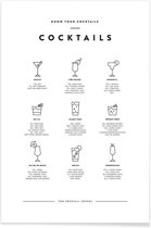 JUNIQE - Poster Cocktail infographic -20x30 /Wit & Zwart