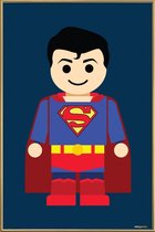 JUNIQE - Poster met kunststof lijst Superman Toy -60x90 /Blauw & Rood