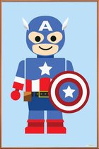 JUNIQE - Poster met kunststof lijst Capitan America Speelgoed -40x60