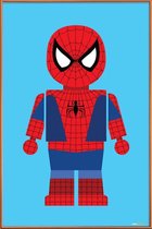 JUNIQE - Poster met kunststof lijst Spider-man Speelgoed -13x18 /Blauw