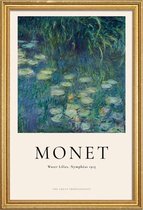 JUNIQE - Poster met houten lijst Monet - Water Lilies, Nymphéas -13x18