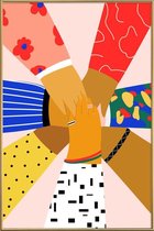 JUNIQE - Poster met kunststof lijst All Hands -20x30 /Kleurrijk