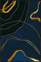 JUNIQE - Poster met kunststof lijst Ghost gouden -30x45 /Blauw & Goud