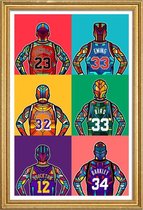 JUNIQE - Poster met houten lijst NBA-legendes pop art -40x60