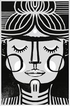 JUNIQE - Poster in kunststof lijst Dreaming Frida -60x90 /Wit & Zwart