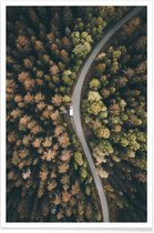 JUNIQE - Affiche Forest Road - photographie aérienne -20x30 /Vert