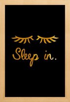 JUNIQE - Poster met houten lijst Sleep In gouden -40x60 /Goud & Zwart