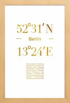 JUNIQE - Poster met houten lijst Berlin gouden -20x30 /Goud & Wit