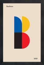 JUNIQE - Poster in houten lijst B for Bauhaus -40x60 /Blauw & Ivoor