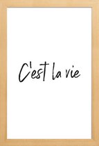JUNIQE - Poster in houten lijst C'est La Vie -20x30 /Wit