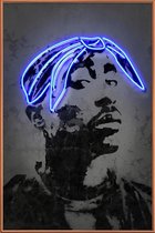 JUNIQE - Poster met kunststof lijst Tupac -30x45 /Blauw & Grijs