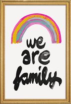 JUNIQE - Poster met houten lijst We Are Family -13x18 /Roze & Zwart