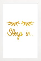 JUNIQE - Poster met houten lijst Sleep In gouden -13x18 /Goud & Wit