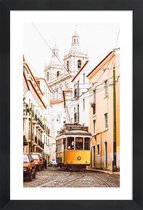 JUNIQE - Poster in houten lijst Tram in Lissabon -20x30 /Geel & Ivoor
