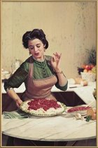 JUNIQE - Poster met kunststof lijst Italiaanse keuken -13x18 /Bruin