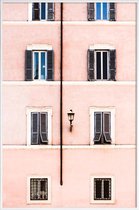 JUNIQE - Poster in kunststof lijst Pastel Facade -60x90 /Roze