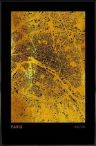 JUNIQE - Poster met kunststof lijst Paris kaart gouden -30x45 /Goud &