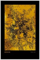 JUNIQE - Poster met kunststof lijst Berlin kaart gouden -20x30 /Goud &