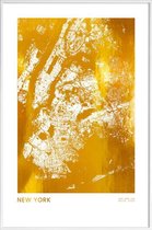 JUNIQE - Poster met kunststof lijst New York gouden -40x60 /Goud & Wit