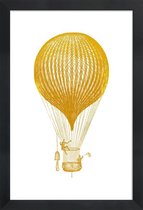 JUNIQE - Poster met houten lijst Air Balloon gouden -20x30 /Goud & Wit