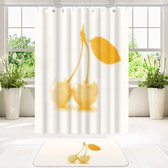 Su.B.dgn Designer Douchegordijnen Set 180x200 met Badkamer Vloer Mat 50x80 Polyester Waterproof Mat| Wit Orange