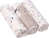 Lässig Couche hydrophile Heavenly soft swaddle cloth - 3 pièces L Tiny Farmer Speckles 80 x 80 cm
