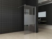 Saqu Splash Douchewand - met Chroom Muurprofiel - 70x200 cm - Nanoglas Semi-gesatineerd - Inloopdouche