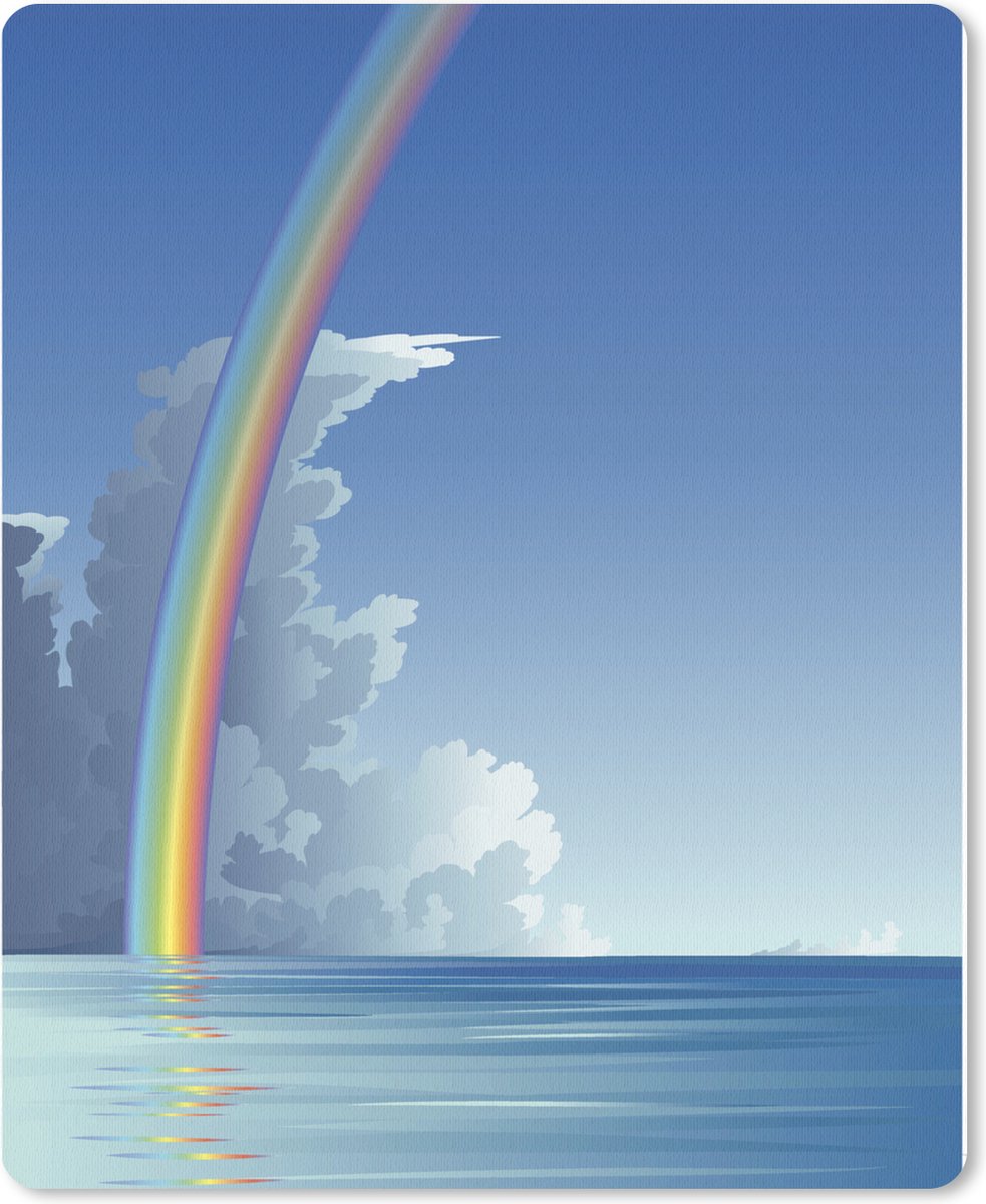Bureau onderlegger 30x40 cm - Muismat Een illustratie van een regenboog boven de zee - Bureaulegger xl - Desk mat beschermer - Computer muismatten