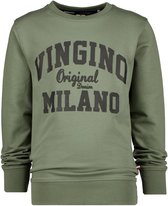 Vingino Sweater Milano Jongens Katoen Legergroen/zwart Mt 140