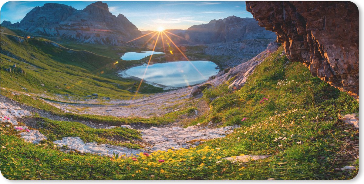 Muismat De Alpen - Meer in de Alpen muismat rubber - 60x40 cm - Muismat met foto