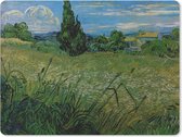 Muismat Vincent van Gogh 2 - Groen korenveld met cipressen - Schilderij van Vincent van Gogh muismat rubber - 23x19 cm - Muismat met foto