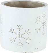Bloempot voor Binnen en Buiten - Plantenbak - Plantenpot - Snowflake wit - 14x14xh13cm - Cilindrisch cement