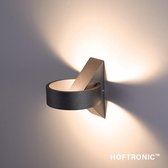 HOFTRONIC Muta - Wandlamp - Zwart - IP54 spuitwaterdicht - 3000K Warm wit - 6 Watt - Dimbaar - Moderne muurlamp - Up down light - Geschikt als wandlamp buiten, wandlamp badkamer en wandlamp binnen - 3 jaar garantie