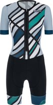 Santini Snelpak Dames Blauw Zwart - Raggio Redux Short Sleeve Aero Trisuit - Img Long Distance P - L