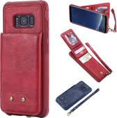 Voor Galaxy S8 Verticaal Flip Schokbestendig Leren Beschermhoes met Kort Touw, Kaartsleuven & Beugel & Fotohouder & Portemonnee Functie (Rood)