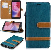 Kleuraanpassing Denim Texture lederen tas voor Xiaomi Redmi 6 / 6A, met houder & kaartsleuven & portemonnee & lanyard (groen)