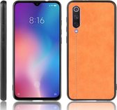 Voor Xiaomi Mi A3 / CC9E schokbestendig naaien koe patroon huid PC + PU + TPU Case (oranje)