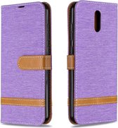 Voor Nokia 2.3 Kleuraanpassing Denim Texture Horizontaal Flip Leather Case met houder & kaartsleuven & Wallet & Lanyard (paars)