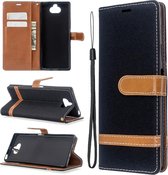 Voor Sony Xperia 20 Kleuraanpassing Denim Textuur Horizontaal Flip PU lederen tas met houder & kaartsleuven & portemonnee & draagkoord (zwart)