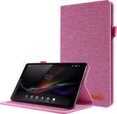 Voor lenovo tab m8 horizontale flip tpu + stof pu lederen beschermhoes met naamkaart clip (rose rood)