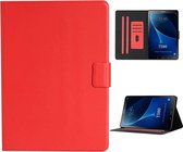 Voor Samsung Galaxy Tab A 10.1 T580 / T585 (2016) Effen kleur Horizontaal Flip Leren Hoesje met Kaartsleuven & Houder & Slaap- / Wekfunctie (Rood)