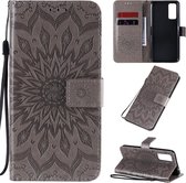 Voor Huawei Honor 30 reliÃ«f zonnebloempatroon horizontale flip PU lederen tas met houder & kaartsleuven & portemonnee & lanyard (grijs)